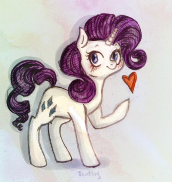 Size: 600x635 | Tagged: artist:tenthy, blushing, derpibooru import, heart, rarity, safe, solo