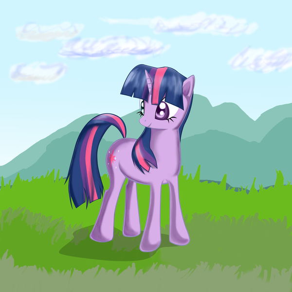 Size: 4167x4167 | Tagged: dead source, safe, artist:reikomuffin, derpibooru import, twilight sparkle, pony, unicorn, absurd resolution, female, grass, mare, photoshop, solo, unicorn twilight