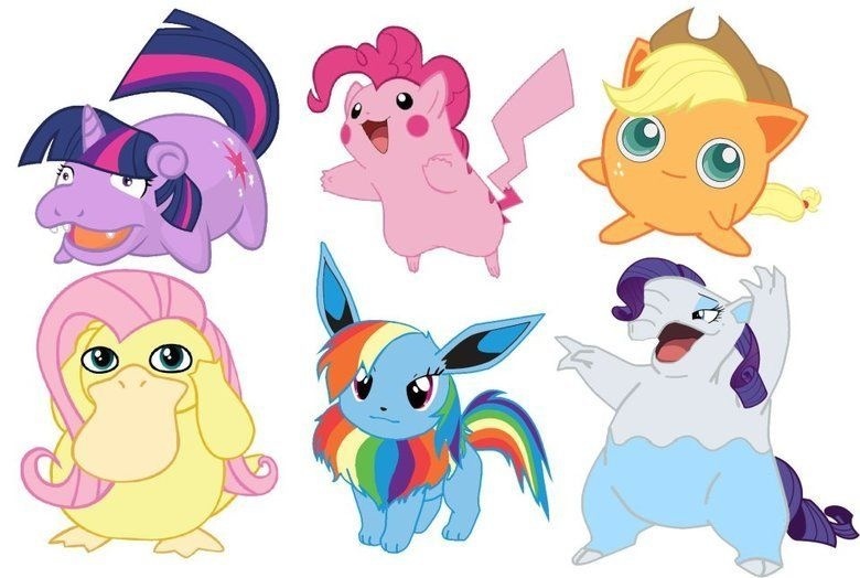 Size: 780x524 | Tagged: applejack, crossover, derpibooru import, drowzee, eevee, flutterduck, fluttershy, jigglypuff, mane six, pikachu, pinkachu, pinkie pie, pokefied, pokémon, ponymon, psyduck, rainbow dash, rarity, safe, slowpoke, slowpoke (pokémon), twilight sparkle