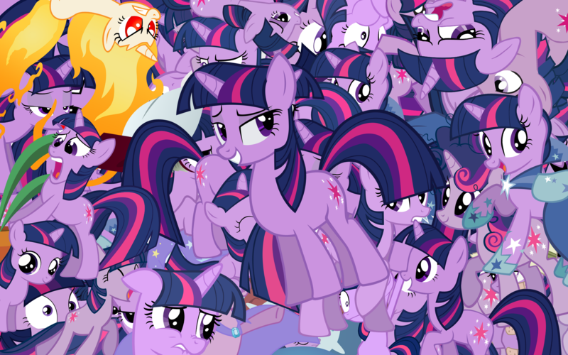 Size: 2560x1600 | Tagged: safe, artist:lightningbolt, derpibooru import, twilight sparkle, pony, unicorn, dusk shine, multeity, rule 63, so much pony, sparkle sparkle sparkle, unicorn twilight, vector, wallpaper