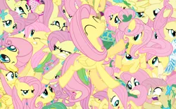 Size: 2560x1600 | Tagged: safe, derpibooru import, fluttershy, pony, butterscotch, multeity, so much flutter, so much pony, vector, wallpaper