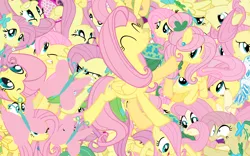 Size: 2560x1600 | Tagged: safe, artist:lightningbolt, derpibooru import, fluttershy, pony, butterscotch, cutie mark, multeity, so much flutter, so much pony, vector, wallpaper