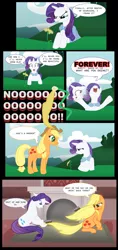 Size: 900x1905 | Tagged: applejack, artist:yuralria, comic, derpibooru import, flower, parody, rarity, safe, tangled (disney)