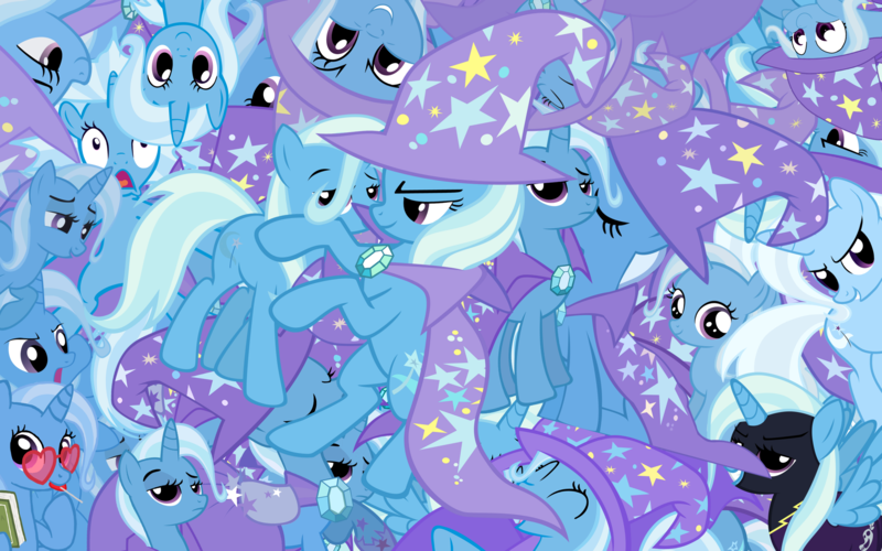 Size: 2560x1600 | Tagged: safe, artist:lightningbolt, derpibooru import, trixie, alicorn, pony, unicorn, alicornified, cape, clothes, expressions, female, filly, hat, looking at you, mare, multeity, race swap, shadowbolts costume, so much pony, trixie army, trixie's cape, trixie's hat, trixiecorn, vector, wallpaper