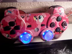 Size: 1600x1200 | Tagged: safe, artist:lightningbolt, derpibooru import, pinkie pie, pony, controller, custom, irl, photo, playstation, playstation 3