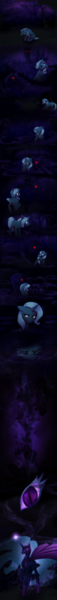 Size: 667x6999 | Tagged: safe, artist:rizcifra, derpibooru import, nightmare moon, trixie, pony, unicorn, comic:great and powerful, adobe imageready, comic, female, mare, miasma, nightmare, nightmare forces, nightmare trixie, nightmarified