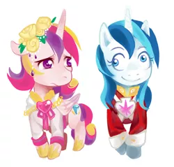 Size: 576x551 | Tagged: artist:theuselesstoe, derp, derpibooru import, female, gleaming bolero, gleaming shield, male, prince bolero, princess cadance, rule 63, safe, shining armor, shiningcadance, shipping, straight