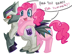 Size: 800x600 | Tagged: artist:kitty-kitty-koneko, derpibooru import, hot nuts, megatron, pinkie pie, ponified, safe, transformers