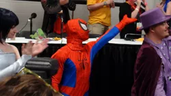 Size: 1500x844 | Tagged: bronycon, cosplay, derpibooru import, g1, human, irl, irl human, meta, photo, safe, smooze, spider-man