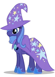 Size: 2000x2800 | Tagged: safe, artist:mixermike622, derpibooru import, princess luna, alicorn, pony, accessory swap, cape, clothes, cosplay, female, hat, high res, mare, s1 luna, simple background, solo, the great and powerful, transparent background, trixie's cape, trixie's hat