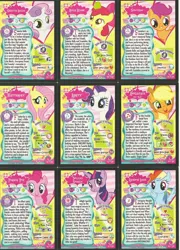 Size: 1280x1781 | Tagged: apple bloom, applejack, artist:theponyartcollection, cutie mark crusaders, derpibooru import, fluttershy, mane six, official, pinkie pie, rainbow dash, rarity, safe, scootaloo, sweetie belle, trading card, twilight sparkle