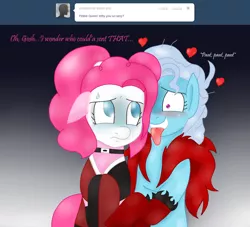 Size: 1128x1023 | Tagged: artist:blackbewhite2k7, ask, batman, crossover, derpibooru import, female, harley quinn, lesbian, parody, pinkieloose, pinkie pie, screw loose, shipping, suggestive, the creeper