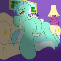 Size: 1200x1200 | Tagged: safe, artist:khorme, derpibooru import, bon bon, lyra heartstrings, sweetie drops, featureless crotch, female, lesbian, little, lyrabon, micro, shipping, sleeping