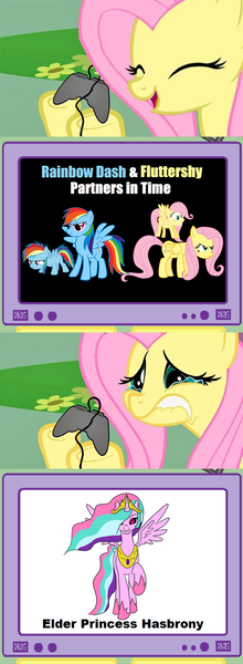 Size: 562x1534 | Tagged: safe, derpibooru import, fluttershy, rainbow dash, pony, exploitable meme, filly, filly fluttershy, filly rainbow dash, fluttercry, gamershy, mario, mario & luigi: partners in time, meme, parody, super mario bros., time paradox, tv meme