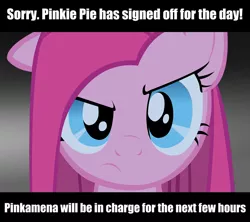 Size: 1062x941 | Tagged: safe, artist:darkkawaiiyuuto, derpibooru import, pinkie pie, pony, image macro, meme, pinkamena diane pie, random, solo