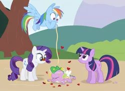 Size: 900x660 | Tagged: artist:dm29, circling stars, cupid, derpibooru import, heart, ouch, rainbow dash, rarity, safe, spike, this ended in pain, trio, twilight sparkle, wings