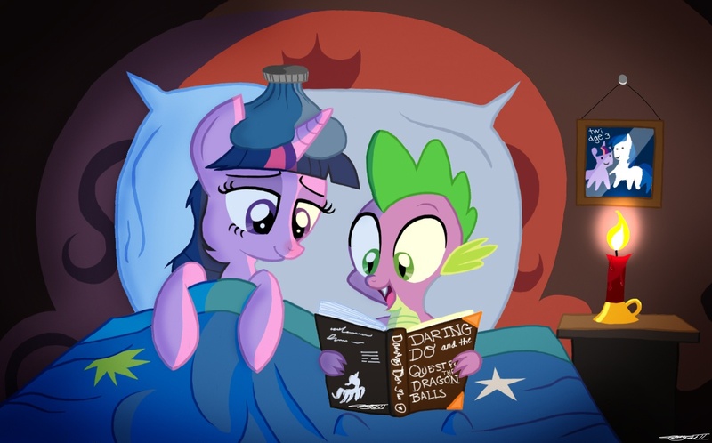 Size: 1218x758 | Tagged: artist:willisninety-six, derpibooru import, reading, safe, sick, spike, twilight sparkle