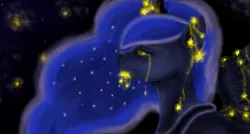 Size: 1107x592 | Tagged: safe, artist:colorlesscupcake, derpibooru import, princess luna, alicorn, pony, bust, crying, female, horn, jewelry, mare, portrait, regalia, sad, solo, stars, tiara, wat