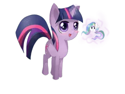 Size: 3200x2400 | Tagged: safe, artist:tomat-in-cup, derpibooru import, princess celestia, twilight sparkle, unicorn, blob, blushing, chubbie, female, glowing horn, high res, horn, magic, mare, open mouth, plushie, simple background, smiling, telekinesis, transparent background, unicorn twilight