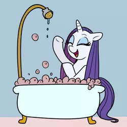 Size: 1000x1000 | Tagged: artist:madmax, artist:pacce, bath, bathtub, bubble, bubble bath, claw foot bathtub, derpibooru import, rarity, safe, shower, simple background, water, wet, wet mane, wet mane rarity