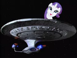 Size: 1000x761 | Tagged: derpibooru import, enterprise, pony & spaceship, rarity, safe, star trek, star trek: the next generation, uss enterprise, uss enterprise d