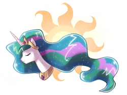 Size: 900x672 | Tagged: dead source, safe, artist:xnightmelody, derpibooru import, princess celestia, alicorn, pony, adobe imageready, bust, cutie mark background, eyes closed, female, mare, portrait, profile, simple background, solo, sun, transparent background