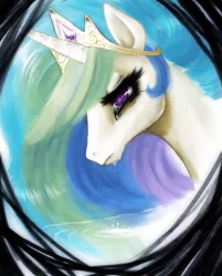 Size: 683x851 | Tagged: safe, artist:karnella, derpibooru import, princess celestia, alicorn, pony, bust, crying, female, mare, sad, solo