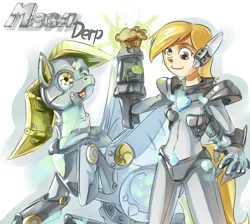 Size: 1117x1000 | Tagged: artist:lexx2dot0, crossover, derpibooru import, derpy hooves, humanized, megaman, robot, safe, tailed humanization