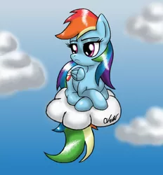 Size: 1852x2000 | Tagged: safe, artist:sakaerion, derpibooru import, rainbow dash, pegasus, pony, cloud, cloudy, solo