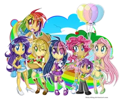 Size: 900x739 | Tagged: applejack, artist:baby-bling, derpibooru import, fluttershy, humanized, mane seven, mane six, pinkie pie, rainbow dash, rarity, safe, spike, twilight sparkle