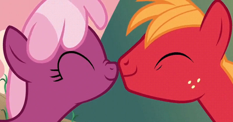 Size: 892x467 | Tagged: safe, derpibooru import, screencap, big macintosh, cheerilee, earth pony, pony, hearts and hooves day (episode), animated, boop, cheeribetes, cheerimac, cute, eyes closed, female, hearts and hooves day, love poison, macabetes, male, mare, nose wrinkle, noseboop, nuzzling, shipping, smiling, stallion, straight
