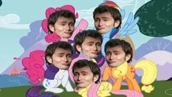 Size: 1600x900 | Tagged: applejack, david tennant, derpibooru import, edit, fluttershy, human, irl, mane six, photo, pinkie pie, rainbow dash, rarity, safe, tennantface, twilight sparkle, wallpaper