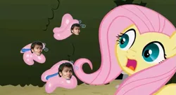 Size: 637x346 | Tagged: butterfly, canterlot hedge maze, david tennant, derpibooru import, edit, edited screencap, faic, fluttershy, human, safe, screencap, tennantface, the return of harmony, wat