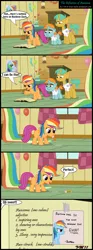 Size: 1330x3566 | Tagged: safe, artist:toxic-mario, derpibooru import, rainbow dash, scootaloo, snails, snips, pegasus, pony, unicorn, clubhouse, colt, comic, crusaders clubhouse, dictionary, female, filly, male, pencil, photoshop, rainbow wig, wig