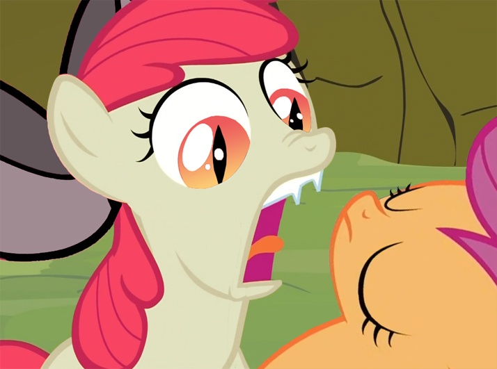 Size: 714x531 | Tagged: apple bloom, bridle gossip, derpibooru import, edit, safe, scootaloo, screencap, vampire