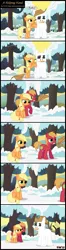 Size: 1367x5154 | Tagged: safe, artist:toxic-mario, derpibooru import, applejack, big macintosh, earth pony, pony, brother and sister, colt, comic, duo, female, filly, foal, male, photoshop, siblings, snow, snowman, younger
