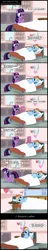 Size: 1407x7268 | Tagged: safe, artist:toxic-mario, derpibooru import, rainbow dash, twilight sparkle, pegasus, pony, unicorn, read it and weep, balloon, bed, book, comic, duo, duo female, female, injured, mare, photoshop, reading rainboom, speculation, unicorn twilight