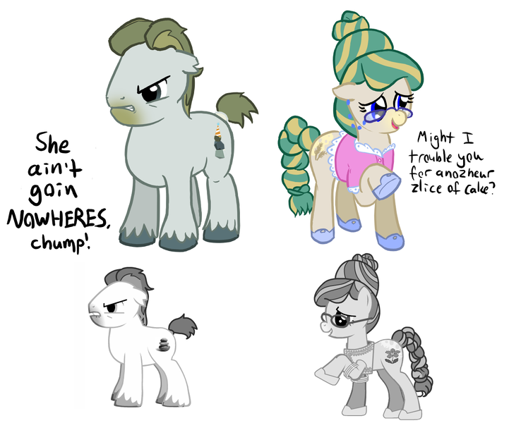 Size: 1309x1090 | Tagged: artist:lightbulb, derpibooru import, madame le flour, ponified, rocky, safe