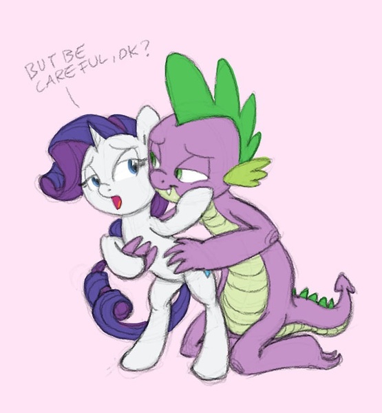 Size: 647x700 | Tagged: suggestive, artist:carnifex, derpibooru import, rarity, spike, female, interspecies, male, shipping, sparity, straight