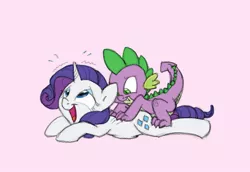 Size: 801x550 | Tagged: safe, artist:carnifex, derpibooru import, rarity, spike, dragon, pony, unicorn, back scratching, female, interspecies, male, massage, misleading thumbnail, scratching, shipping, sparity, straight