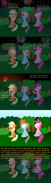 Size: 900x3243 | Tagged: applejack, artist:sunny-rains, comic, derpibooru import, fireworks, pinkie pie, rainbow dash, safe