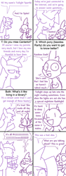 Size: 600x1600 | Tagged: artist:the weaver, ask, caught, comic, derpibooru import, dialogue, implied, implied masturbation, sex toy, simple background, spike, suggestive, sweat, twilight sparkle, vibrator, white background