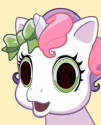 Size: 485x600 | Tagged: derpibooru import, edit, edited screencap, g3.5, grimdark, newborn cuties, nightmare fuel, screencap, solo, sweetie belle, the abyss stares back, when you see it, zalgo