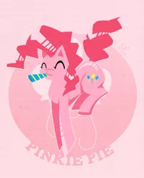 Size: 600x743 | Tagged: safe, artist:steveholt, derpibooru import, pinkie pie, earth pony, pony, cutie mark, cutie mark background, female, hooves, jumping, lineless, mare, solo