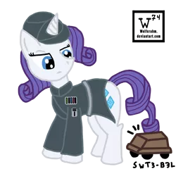 Size: 1000x1000 | Tagged: safe, artist:wolferahm, derpibooru import, rarity, pony, unicorn, galactic empire, imperial, mouse droid, star wars