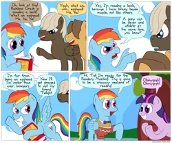 Size: 850x709 | Tagged: artist:fadri, book, bowtie, clothes, comic, comic:and that's how equestria was made, derpibooru import, nerd, nerdgasm, rainbow dash, rainbow dork, safe, sweater, twilight sparkle