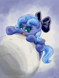 Size: 750x1000 | Tagged: safe, artist:kp-shadowsquirrel, derpibooru import, princess luna, pony, baby, baby pony, knob, knob polish, solo, woona