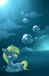 Size: 1000x1565 | Tagged: safe, artist:lightning-stars, derpibooru import, derpy hooves, pegasus, pony, bubble, cloud, cloudy, crying, female, g4, mare, sad, solo