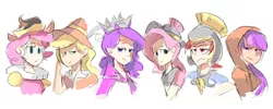 Size: 1500x600 | Tagged: applejack, artist:karzahnii, chancellor puddinghead, clover the clever, commander hurricane, crown, derpibooru import, female, fluttershy, founders of equestria, hat, helmet, hood, human, humanized, jewelry, line-up, mane six, pinkie pie, princess platinum, private pansy, rainbow dash, rarity, regalia, ruff (clothing), safe, simple background, smart cookie, twilight sparkle, white background