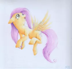 Size: 2483x2391 | Tagged: artist:ruffu, derpibooru import, fluttershy, high res, safe, solo, traditional art